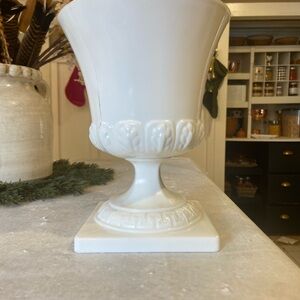 Vintage milk glass urn vase 9” big